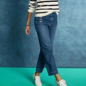 NEW Talbots High Waist Cropped Sailor Jean Blue Denim Size 10